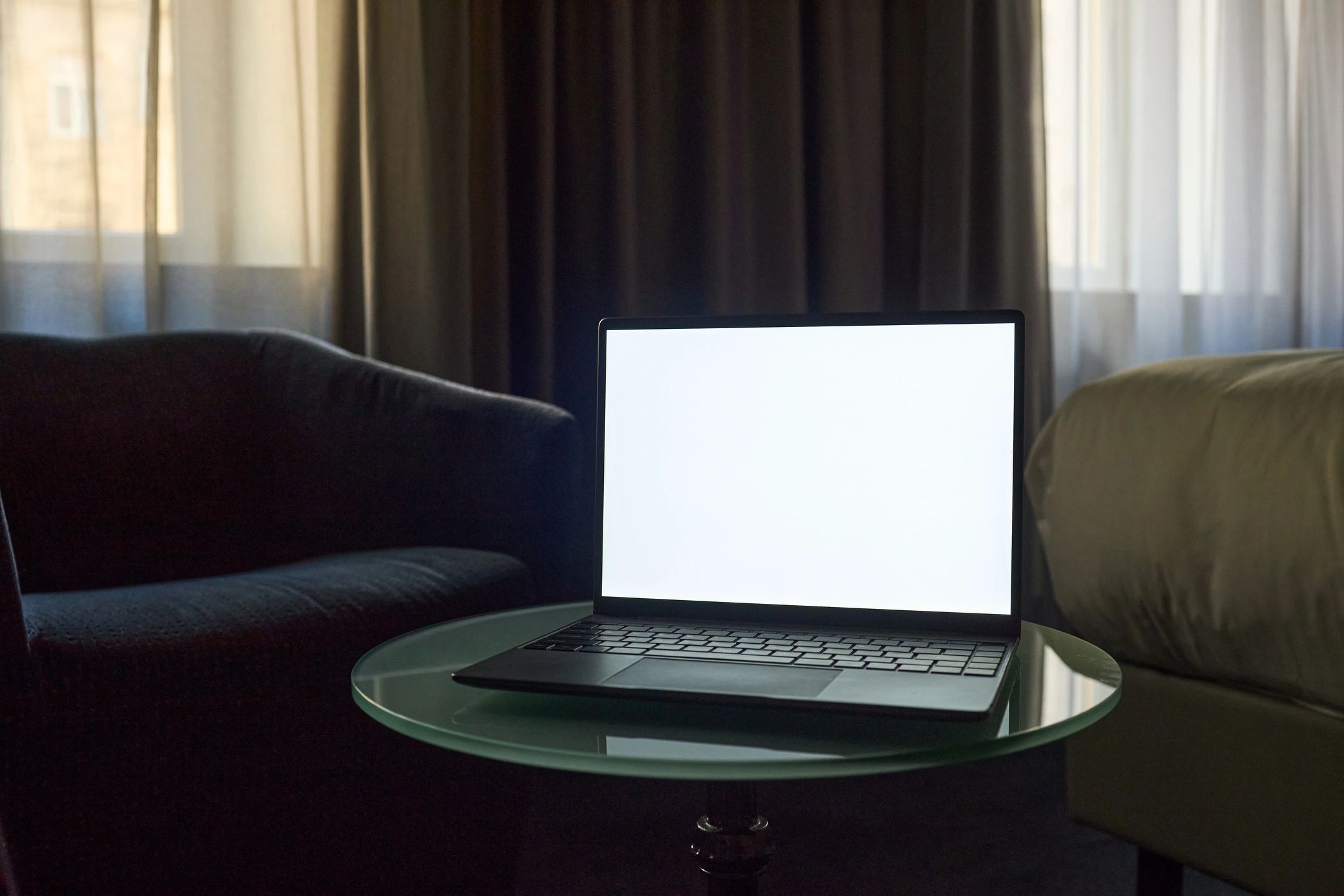 Laptop mockup in a professional workspace